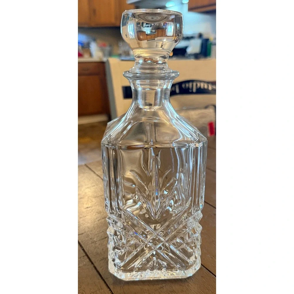 VIntage Cristal D'Arques-Durand Square Decanter with Stopper Masquerade 10.25